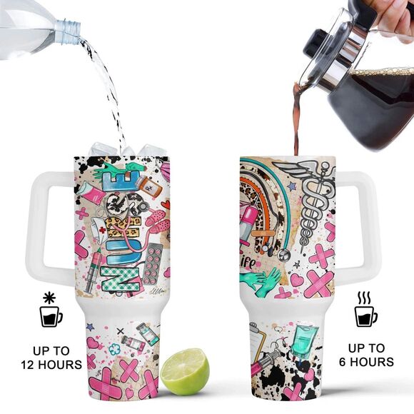 Nurse Tumbler 40 Oz Stainless Steel Travel Mug “ Nurse Gifts For Women Nurse Gif - Picture 7 of 16